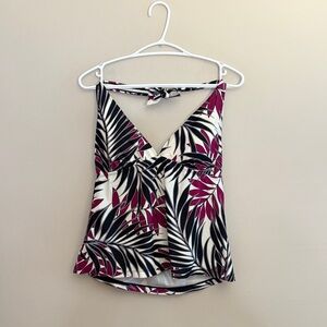 Swim Systems Black Pink & White Triangle Halter Tankini Top D Cup